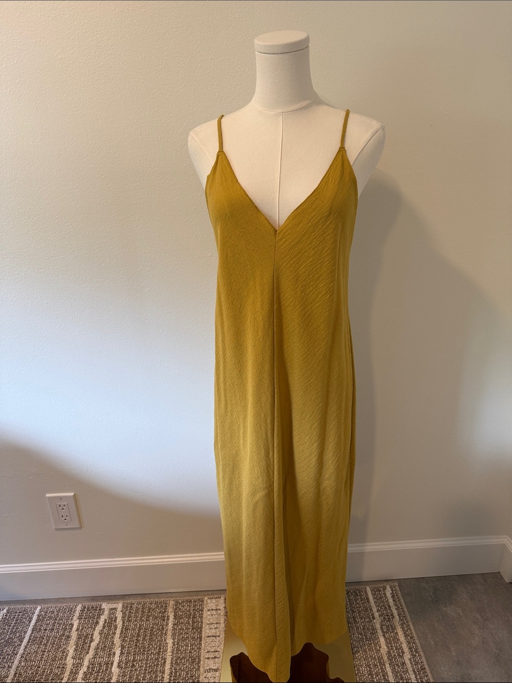 Banana Republic Mustard Yellow V Neck Slip Maxi Dress Size S